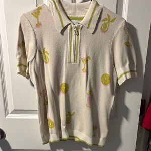 Womem’sCream and Green Polo Shirt